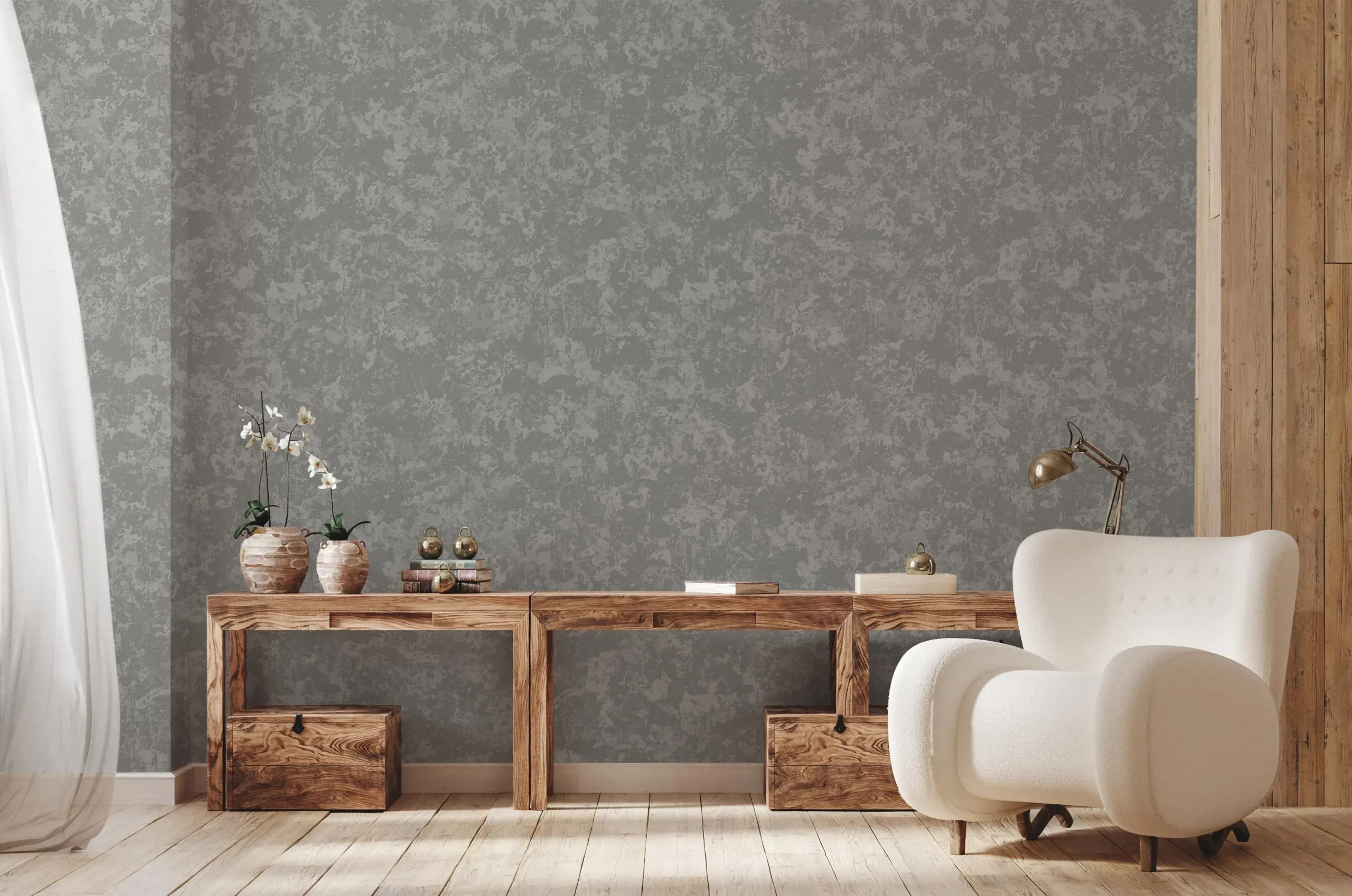 Gray Embossed Wallpaper – Understated Shimmer (24112-3)